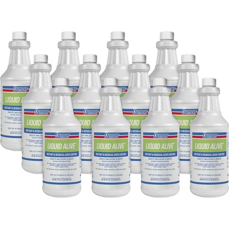 DYMON Liquid Alive Instant Odor Digester, 32 fl oz (1 quart) Bottle, 12 PK ITW33632CT